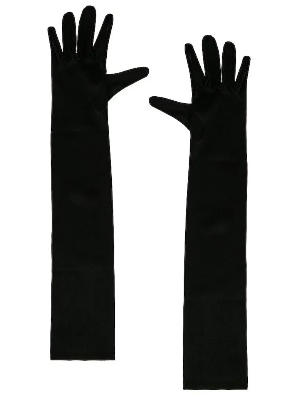 The Bar Silk Gloves in Black Long